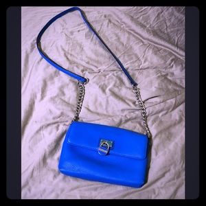 Calvin Klein crossbody blue purse silver hardware
